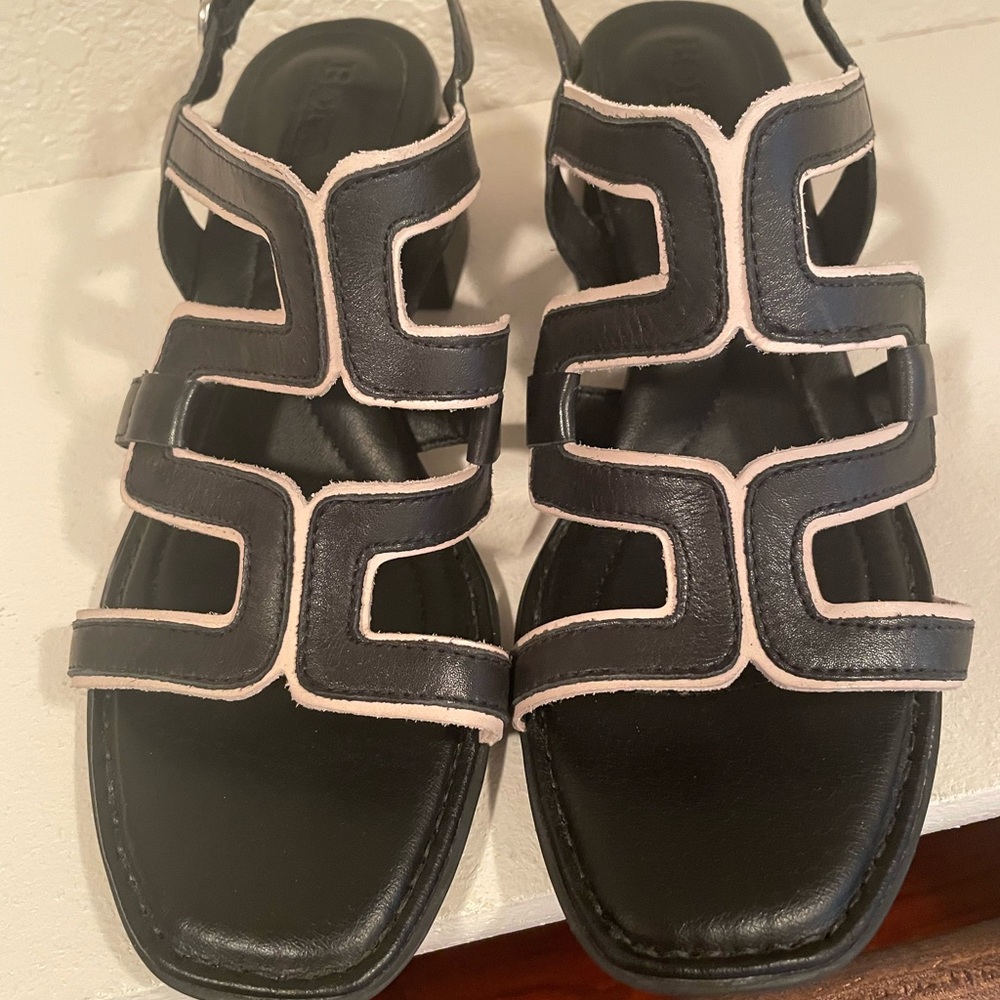 Born Black and White Strappy Sandals